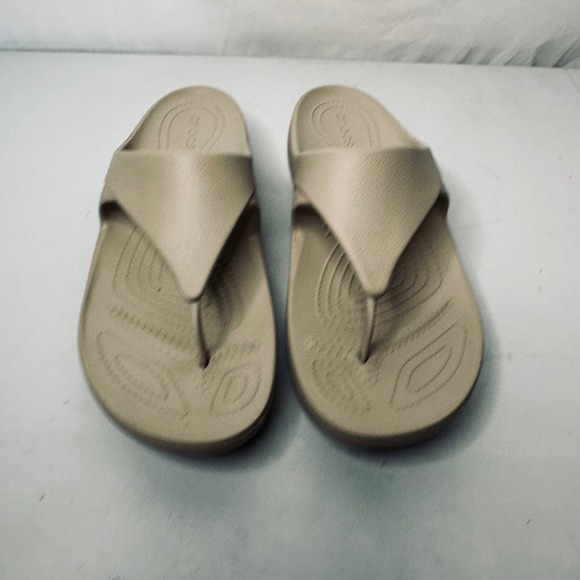 CROCS Shoes - Crocs Capri V Flip Flop Sandals Womens 10 Tan Beige Thong Wedge 202502